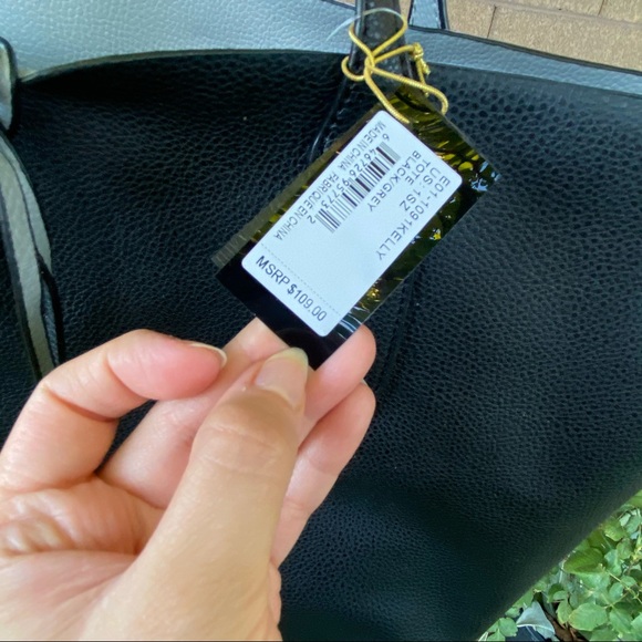 Bebe Reversible Black Gray Large Tote Hand Bag - Picture 6 of 7